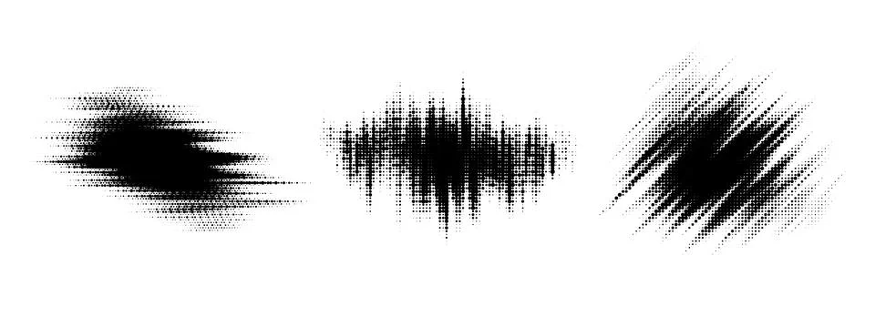 Glitch halftone line element set. Dotted texture geometric form collection Illustrazione stock