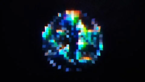Glitch Holographic Pixelated Circular Artifact Loop Stock Footage 337941748