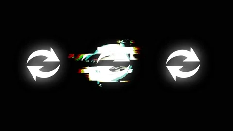 Glitch icon of clockwise symbol of double refresh arrow distorted glitch green Stock Footage 142791296
