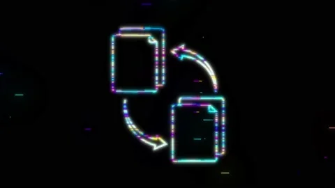 Glitch icon with file exchange. Cloud storage icon. Data storage. Motion Graphic Stock Footage 169296484