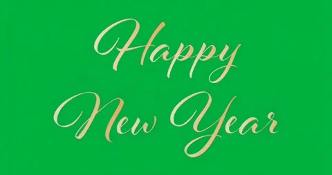 Glitch intensifying on cursive Happy New Year pulsing then calming glow over Stock Footage 317362307