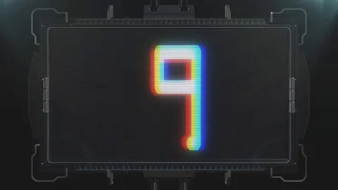 Glitch interference countdown numbers from 10 to 1 on futuristic lcd screen new Stock Footage 81898689