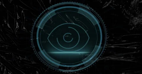 Glitch launching shield showing cyber security morphing into eye icon while Stock Footage 314408946
