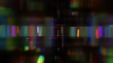 Glitch Light Bars with Chromatic Reflections and Dark Abstract Background Stock-Footage 332342502
