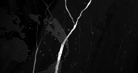 Glitch line emerging top edge visualizing network over globe while code Stock Footage 317369602