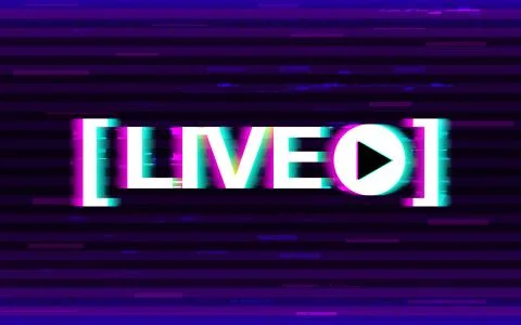 Glitch live streaming. Distorted emblem with 3D stereo effect. Online stream Stock Illustration