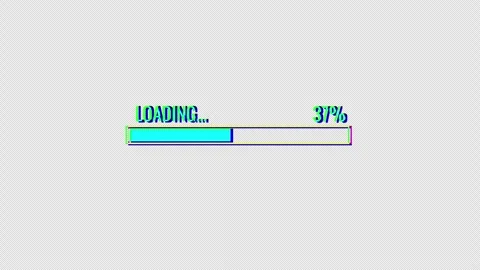 Glitch Loading Bar Blue Progress 0 to 100 Transparent Alpha 4K Stock Footage 334982342