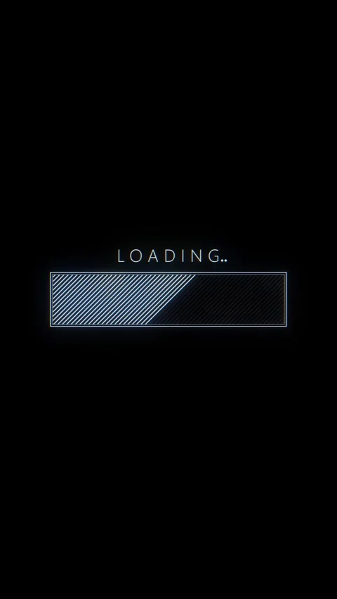 Glitch loading progress bar white digital text, striped progress fill, black scr Stock Footage 340527877