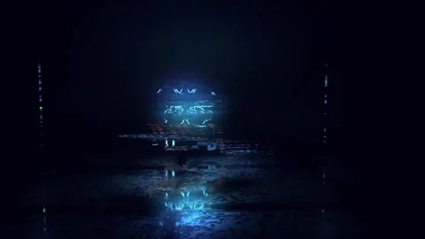 Glitch logo in the reflection After Effects stock