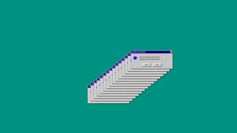 Glitch loop of opening windows error dialog boxes Stock Footage 346806369