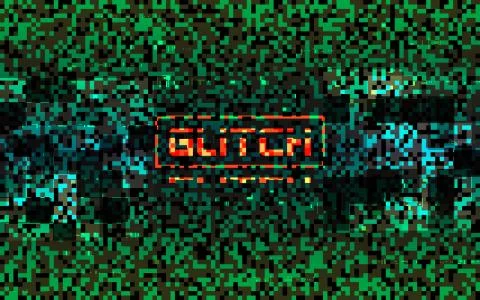 Glitch matrix concept. Green pixel composition with color distortions. Data e Stock Illustration