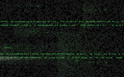 Glitch matrix effect. Green digital distortion. Horizontal lines on black Stock Illustration