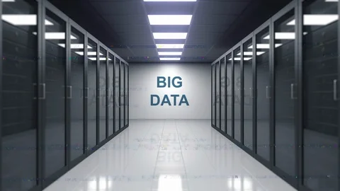 Glitch noise animation of big data server room Stock Footage 97892693