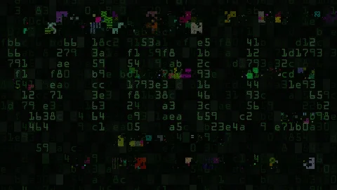 Glitch noise animation of VIRUS text on the screen. Computer safety problems Video stock 97979662