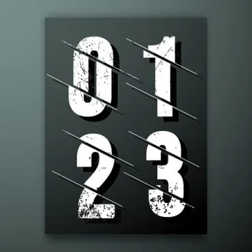 Glitch number font template Stock Illustration