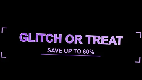 Glitch or treat save up to 60% with glitch text effect promotion Vídeo Stock 345757564