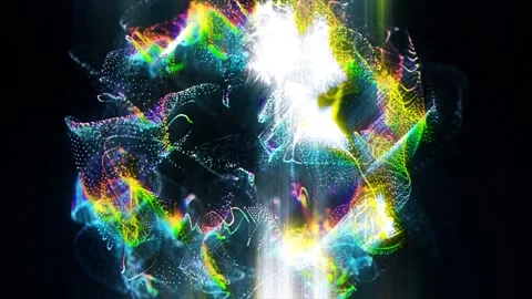 Glitch Particle Wave Burst Loop. Abstract Cyberpunk Digital Energy Sphere Stock Footage 338069611