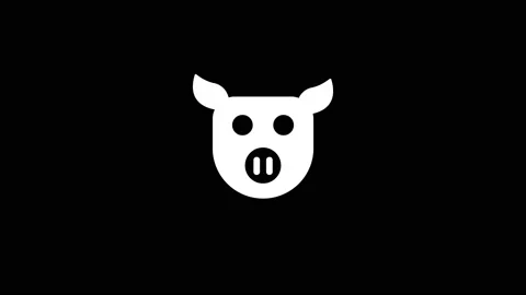 Glitch pig icon on black background. Stock Footage 170322222