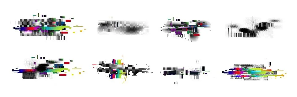 Glitch pixel art elements 库存插图