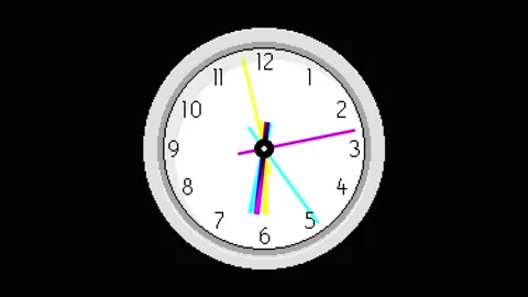 Glitch Pixel Clock Animation with Rotating Hands Stock Footage 314309716