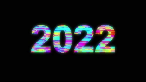 Glitch pixel video game screen animation with pixel text Happy New Year 2022 Stock Footage 165556915