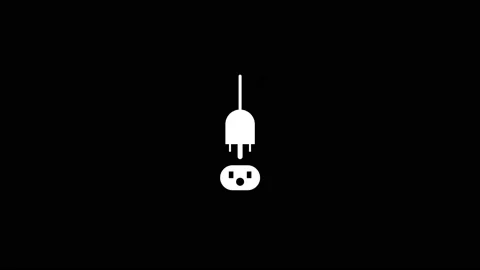 Glitch plug and socket icon on black background. Stock Footage 169872672