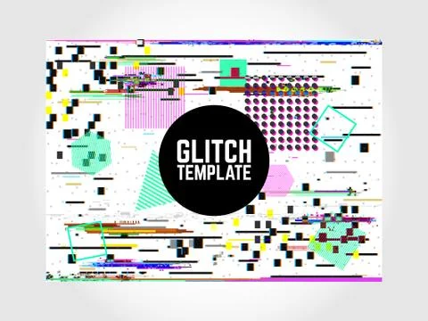 Glitch poster template. Glitched design composition. Color hipster concept Stock-Illustration