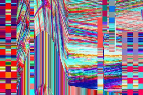 Glitch psychedelic background Old TV screen error Digital pixel noise abstract Stock Illustration