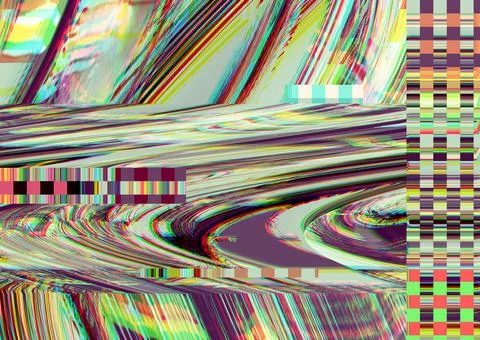 Glitch psychedelic background Old TV screen error Digital pixel noise abstract Stock Illustration