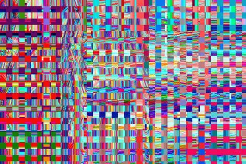 Glitch psychedelic background Old TV screen error Digital pixel noise abstract Illustrazione stock