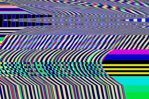 Glitch psychedelic background Old TV screen error Digital pixel noise abstract Illustrazione stock