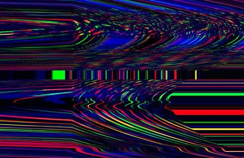 Glitch psychedelic background Old TV screen error Digital pixel noise abstract Stock Illustration