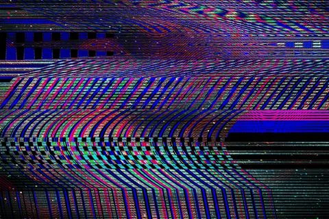 Glitch psychedelic background Old TV screen error Digital pixel noise abstract Stock Illustration