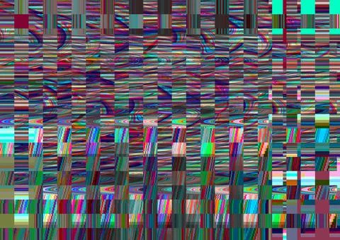 Glitch psychedelic background Old TV screen error Digital pixel noise abstract Stock Illustration