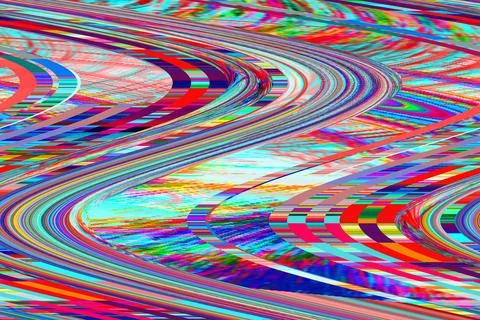 Glitch psychedelic background Old TV screen error Digital pixel noise abstract Stock Illustration