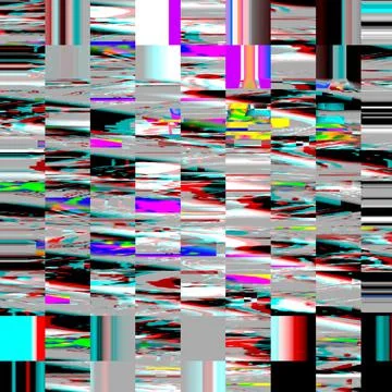Glitch psychedelic background Old TV screen error Digital pixel noise abstract Stock Illustration