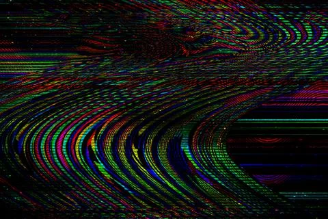 Glitch psychedelic background Old TV screen error Digital pixel noise abstract Stock Illustration