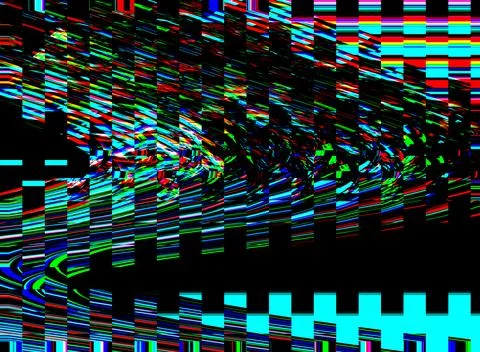 Glitch psychedelic background. Old TV screen error. Digital pixel noise abstract Illustrazione stock