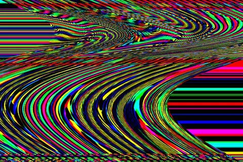 Glitch psychedelic background Old TV screen error Digital pixel noise abstract Stock Illustration