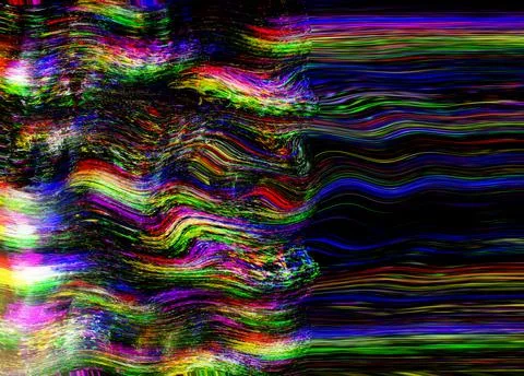 Glitch psychedelic Old TV background with Noise Screen error. Digital pixel Stock Illustration