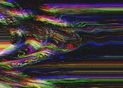 Glitch psychedelic Old TV background with Noise Screen error. Digital pixel Stock Illustration