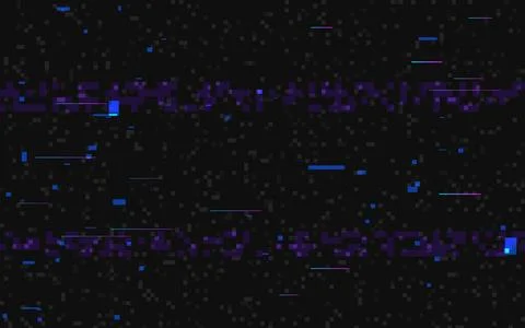 Glitch purple elements. Broken digital signal. Geometric techno background. Dark Stock Illustration