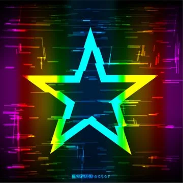 Glitch rainbow star shape template Stock Illustration