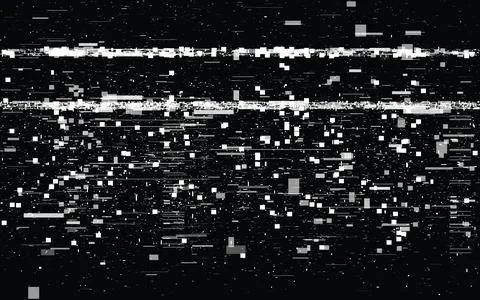 Glitch retro effect. VHS video distortions. White random shapes and lines. Ol Stock Illustration