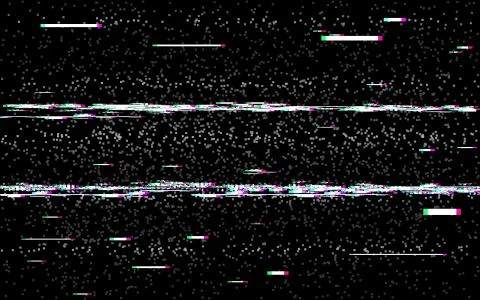 Glitch rewind on black backdrop. VHS background with stereo distortion. Old Stock Illustration