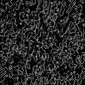 Glitch round black labyrinth Stock Illustration