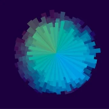 Glitch round design element vector illustration. Abstract stripe background.  Illustrazione stock