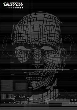 Glitch Screen. Head, face of a man in the style of the screen of error Ilustración de archivo