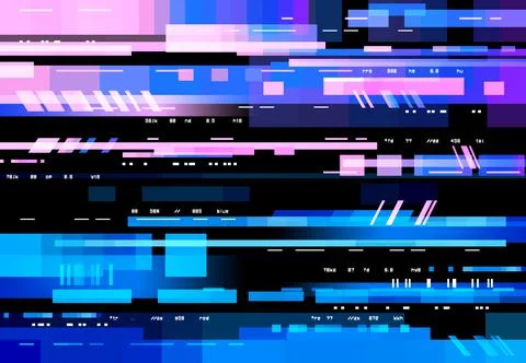 Glitch screen with pixels digital noise background Stock Illustration