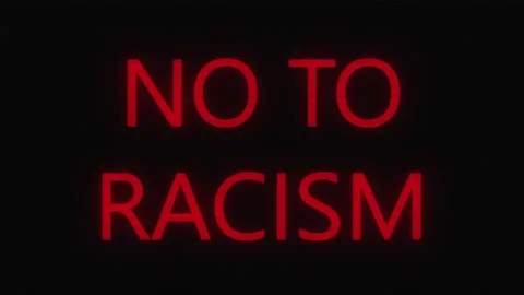 Glitch screen saver with text NO TO RACISM for news on tv. Protests against Stock-Footage 284146371